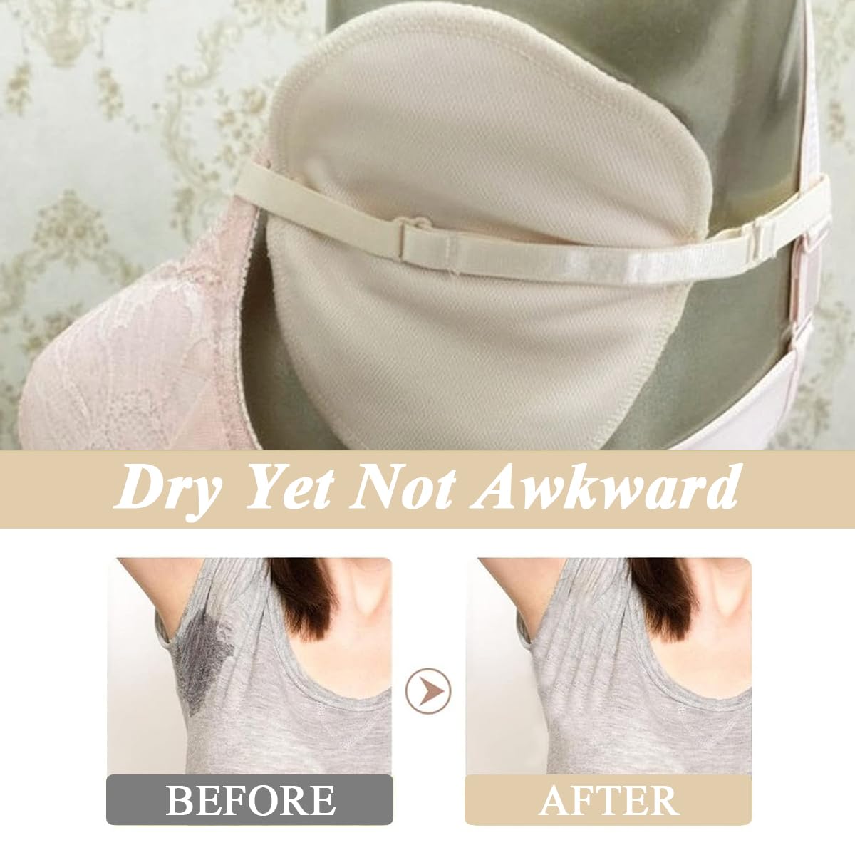 MAYCREATE 2Pcs Sweat Pads for Underarms Women, Anti-slip Armpit Pads for Women Men, Sweat Absorbing Quick Dry Underarms Pad for Women, Washable & Resuable - Beige MAYCREATE 2Pcs Sweat Pads for Underarms Women, Anti-slip Armpit Pads for Women Men, Sweat Absorbing Quick Dry Underarms Pad for Women, Washable & Resuable - Beige
